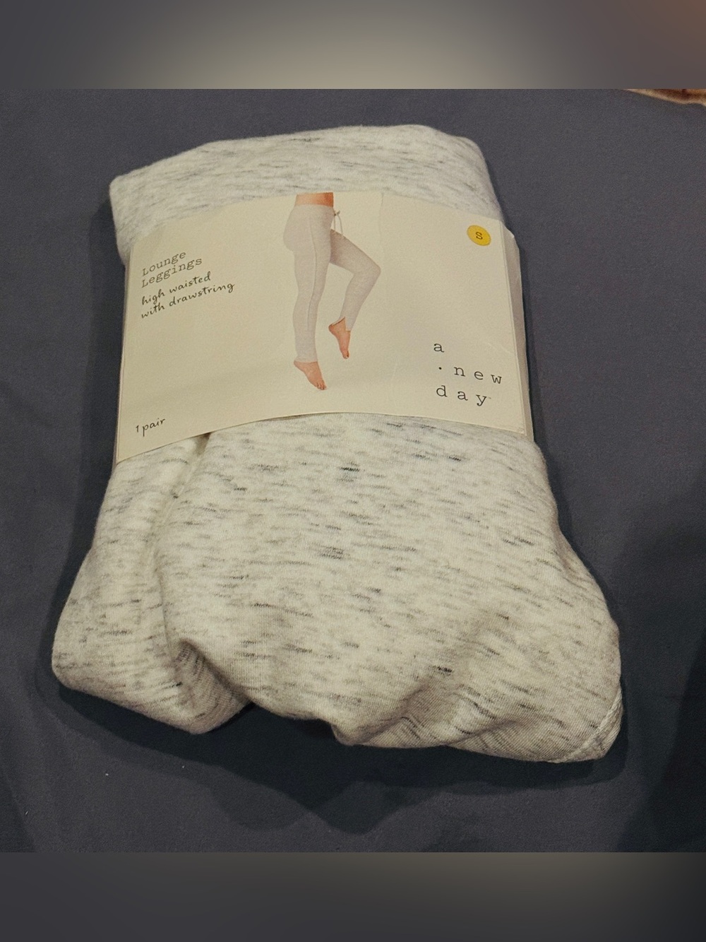 A New Day White Mottled Gray Women's Lounge Leggings Drawstring High Waisted S